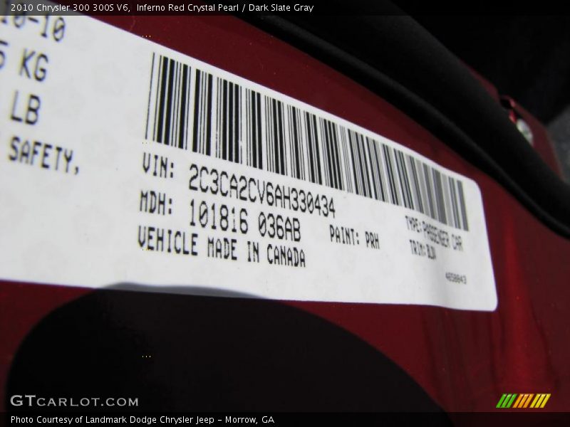 Inferno Red Crystal Pearl / Dark Slate Gray 2010 Chrysler 300 300S V6