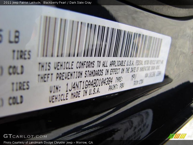 Blackberry Pearl / Dark Slate Gray 2011 Jeep Patriot Latitude