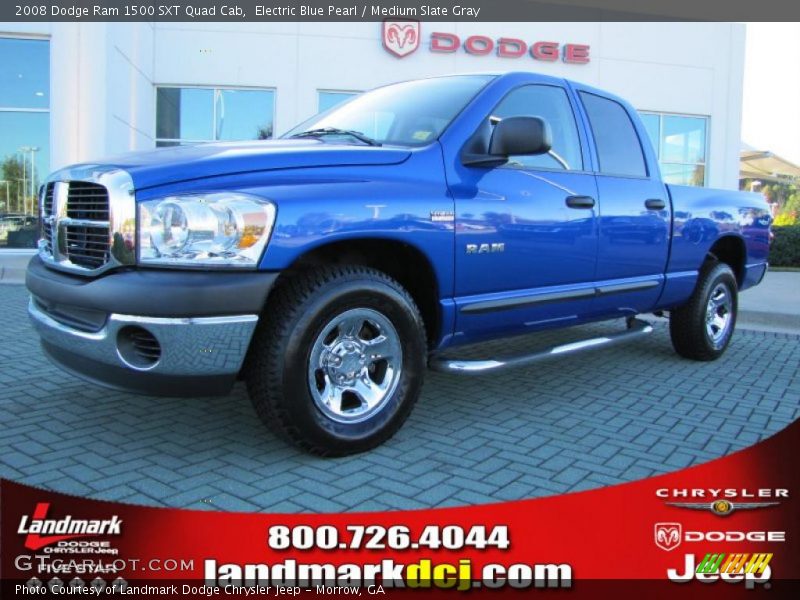 Electric Blue Pearl / Medium Slate Gray 2008 Dodge Ram 1500 SXT Quad Cab