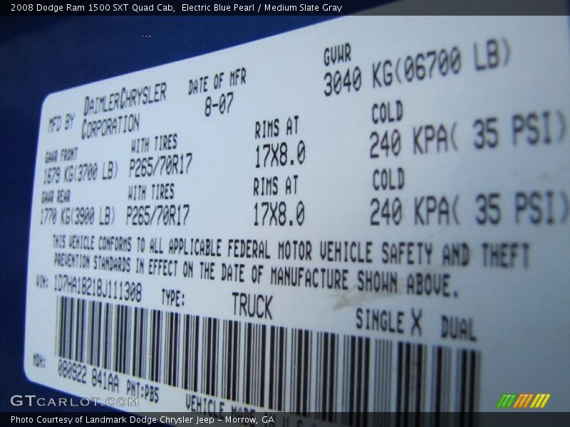 Electric Blue Pearl / Medium Slate Gray 2008 Dodge Ram 1500 SXT Quad Cab