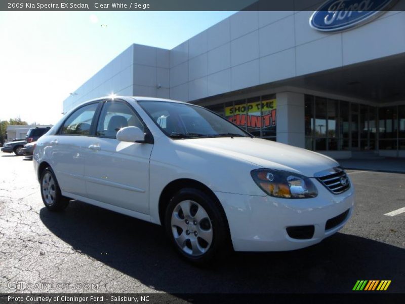 Clear White / Beige 2009 Kia Spectra EX Sedan