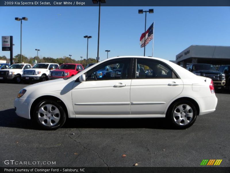 Clear White / Beige 2009 Kia Spectra EX Sedan