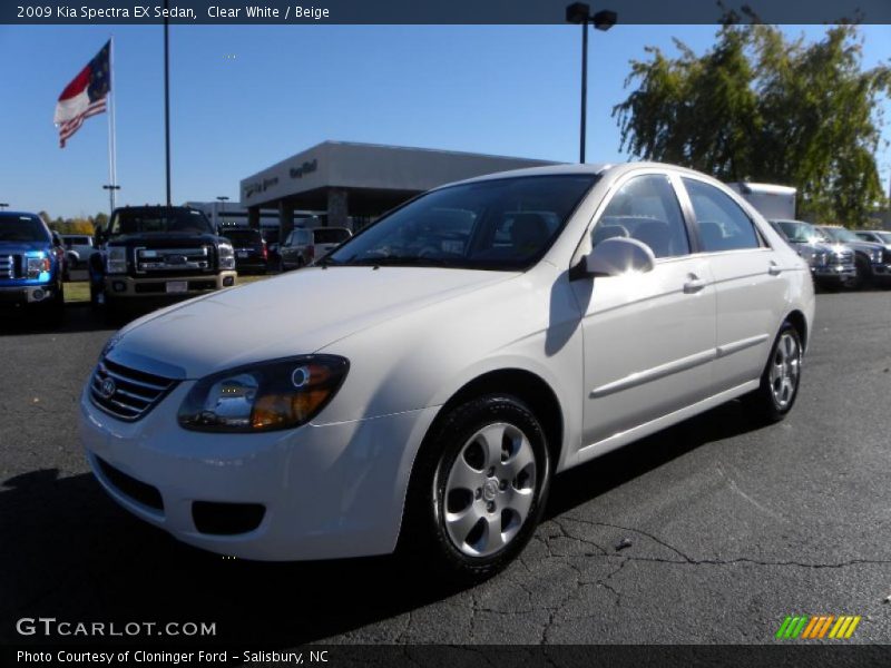 Clear White / Beige 2009 Kia Spectra EX Sedan