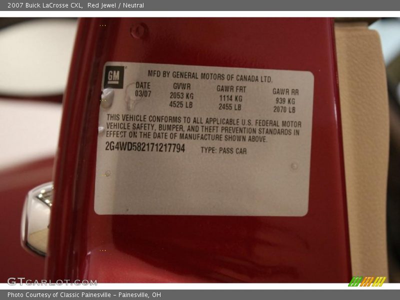 Red Jewel / Neutral 2007 Buick LaCrosse CXL
