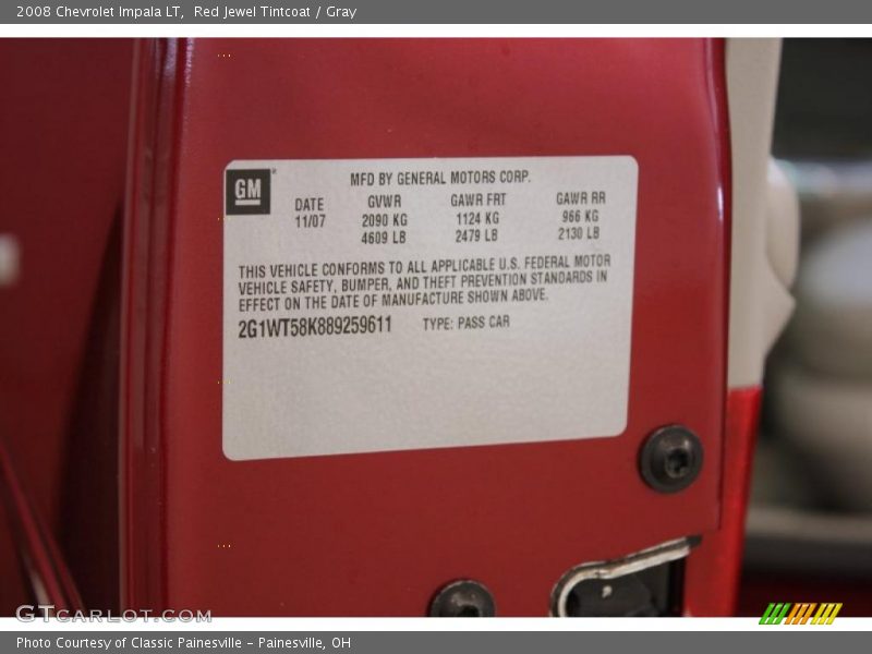 Red Jewel Tintcoat / Gray 2008 Chevrolet Impala LT