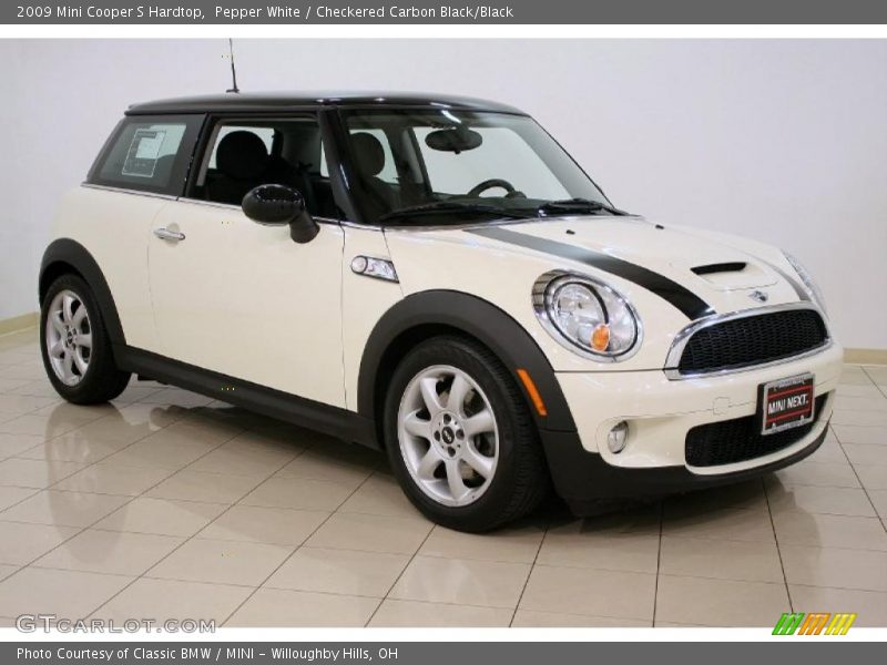 Pepper White / Checkered Carbon Black/Black 2009 Mini Cooper S Hardtop