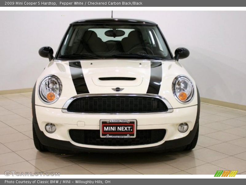 Pepper White / Checkered Carbon Black/Black 2009 Mini Cooper S Hardtop