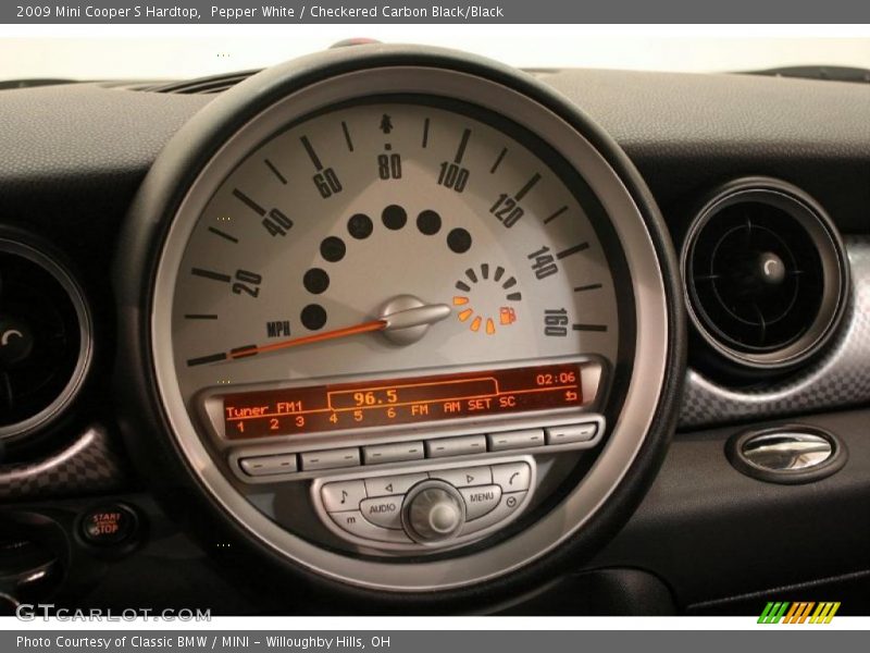 Pepper White / Checkered Carbon Black/Black 2009 Mini Cooper S Hardtop