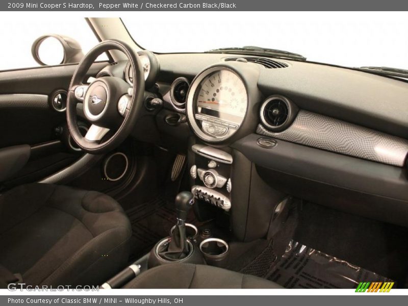 Pepper White / Checkered Carbon Black/Black 2009 Mini Cooper S Hardtop