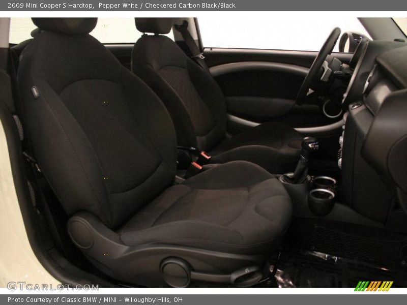Pepper White / Checkered Carbon Black/Black 2009 Mini Cooper S Hardtop
