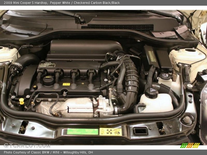Pepper White / Checkered Carbon Black/Black 2009 Mini Cooper S Hardtop