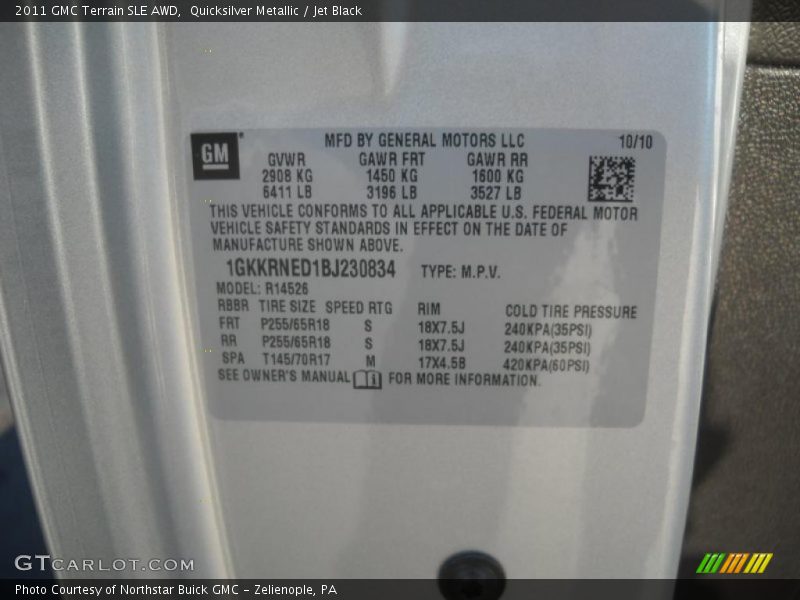 Quicksilver Metallic / Jet Black 2011 GMC Terrain SLE AWD