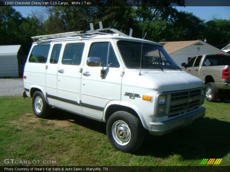 White / Tan 1990 Chevrolet Chevy Van G10 Cargo