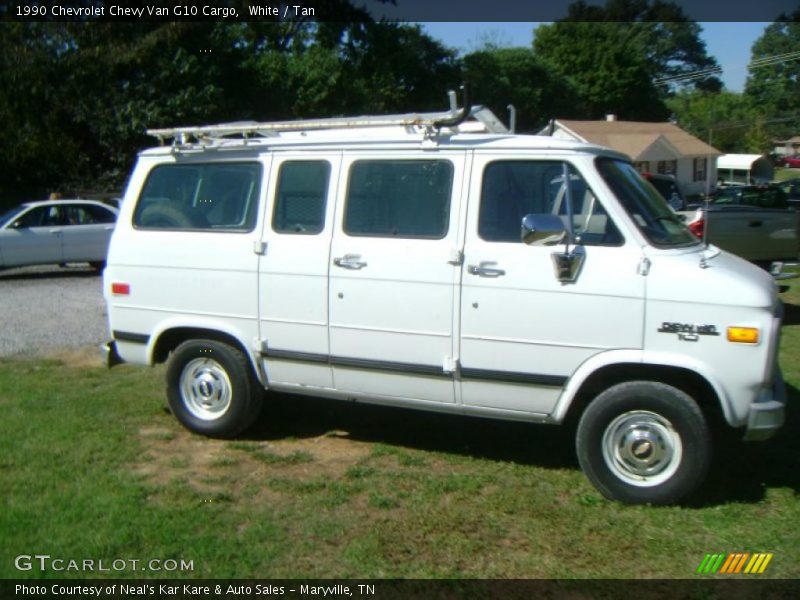 White / Tan 1990 Chevrolet Chevy Van G10 Cargo