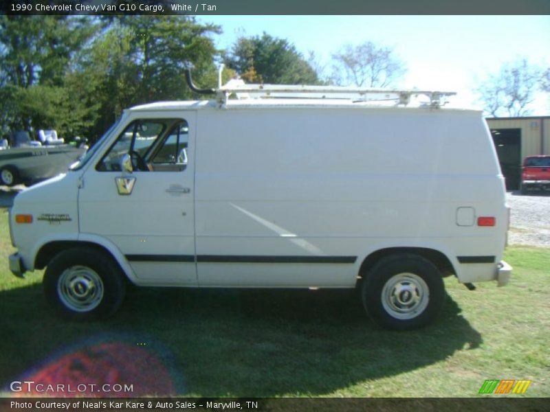 White / Tan 1990 Chevrolet Chevy Van G10 Cargo