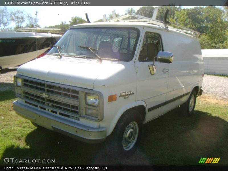 White / Tan 1990 Chevrolet Chevy Van G10 Cargo