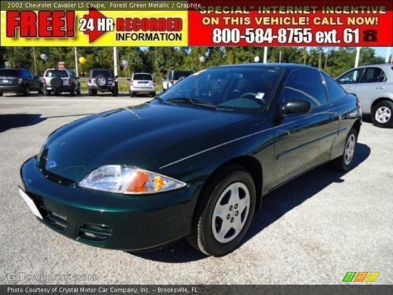 Forest Green Metallic / Graphite 2002 Chevrolet Cavalier LS Coupe