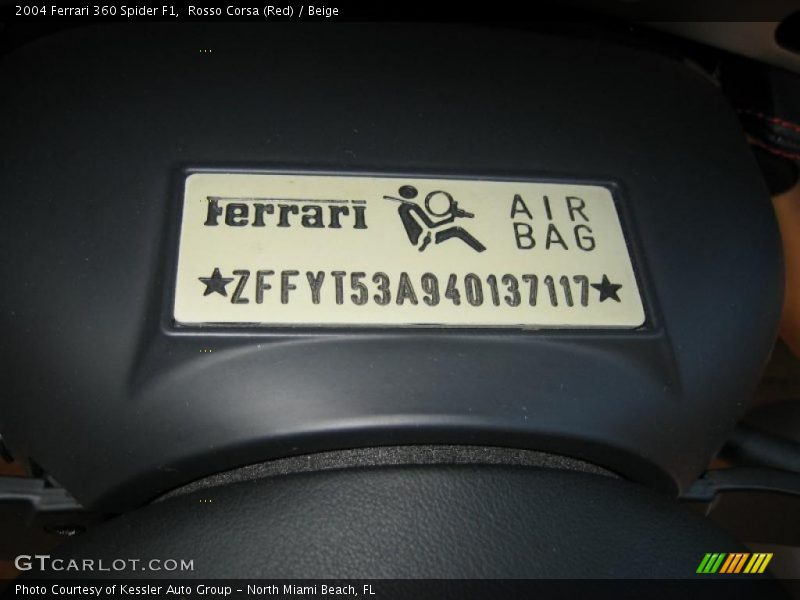 Rosso Corsa (Red) / Beige 2004 Ferrari 360 Spider F1