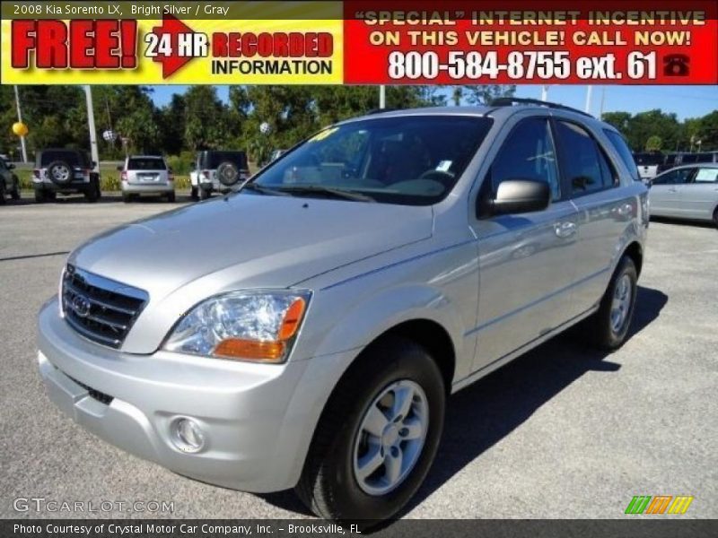Bright Silver / Gray 2008 Kia Sorento LX
