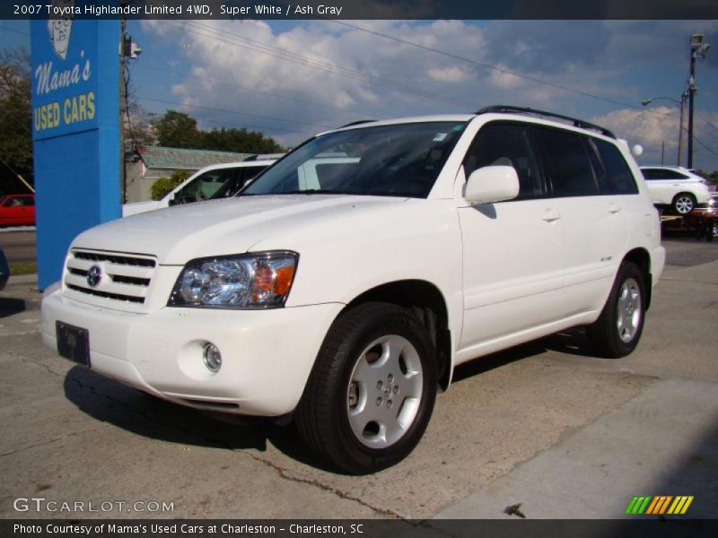 Super White / Ash Gray 2007 Toyota Highlander Limited 4WD