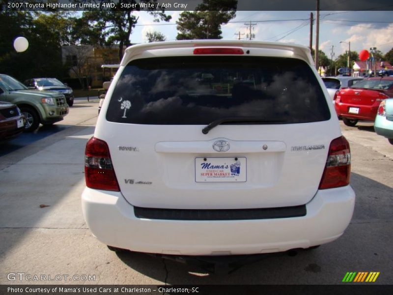 Super White / Ash Gray 2007 Toyota Highlander Limited 4WD