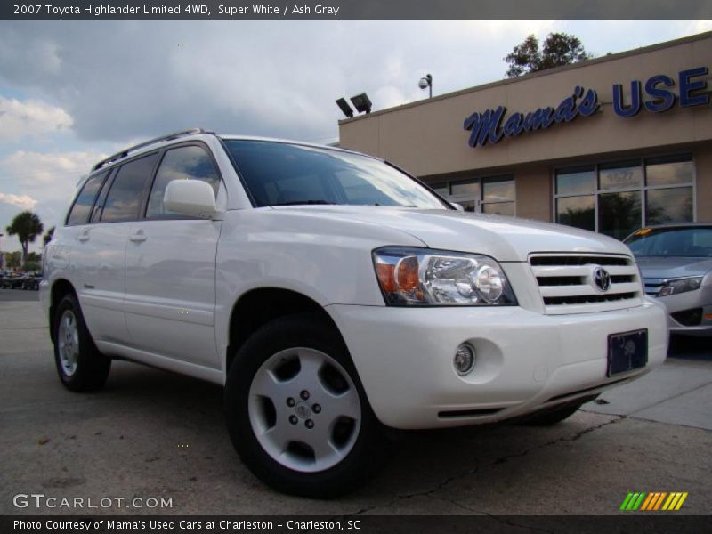 Super White / Ash Gray 2007 Toyota Highlander Limited 4WD