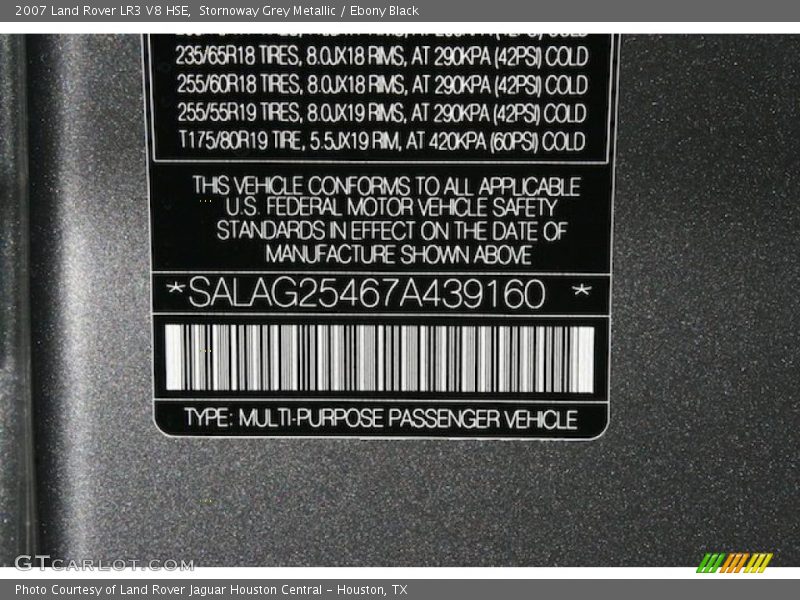 Stornoway Grey Metallic / Ebony Black 2007 Land Rover LR3 V8 HSE