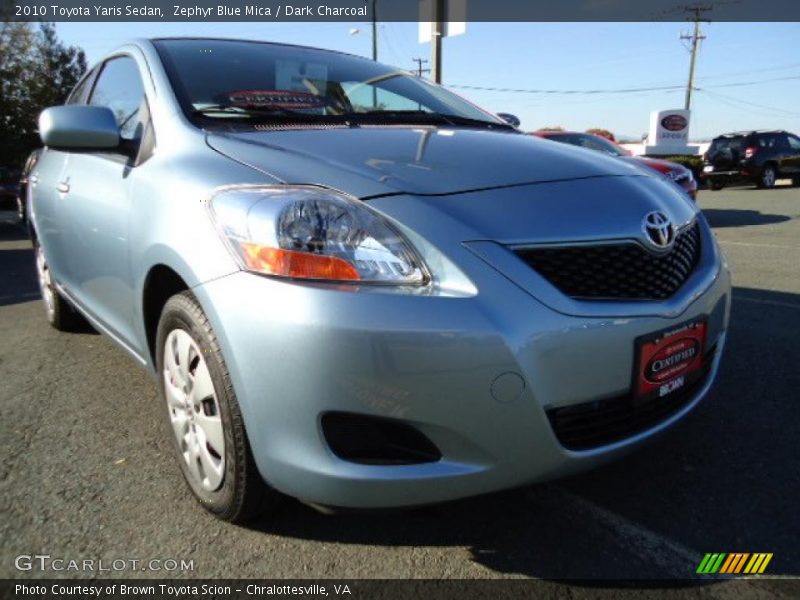 Zephyr Blue Mica / Dark Charcoal 2010 Toyota Yaris Sedan