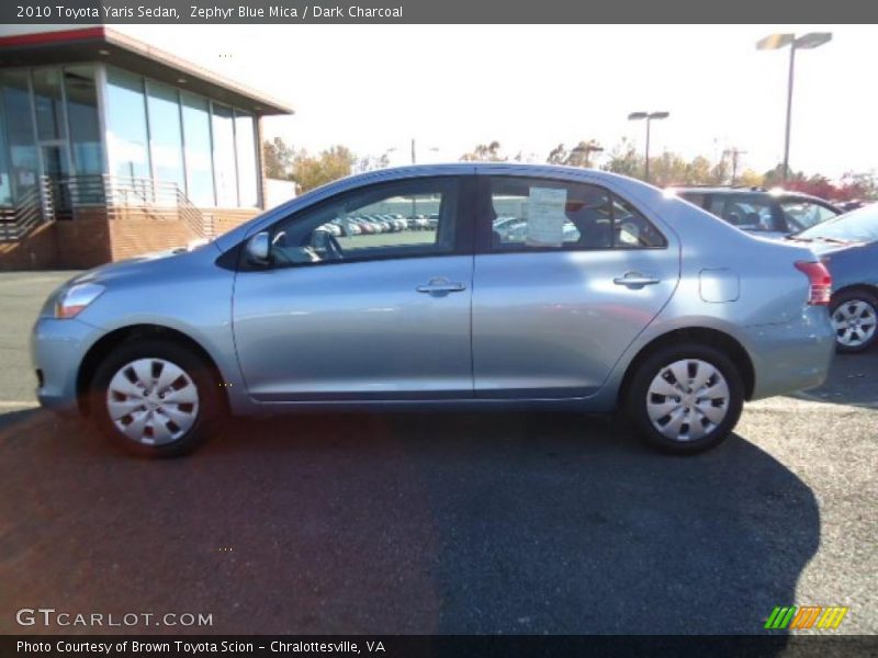 Zephyr Blue Mica / Dark Charcoal 2010 Toyota Yaris Sedan