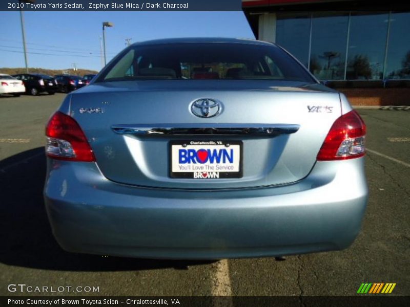 Zephyr Blue Mica / Dark Charcoal 2010 Toyota Yaris Sedan