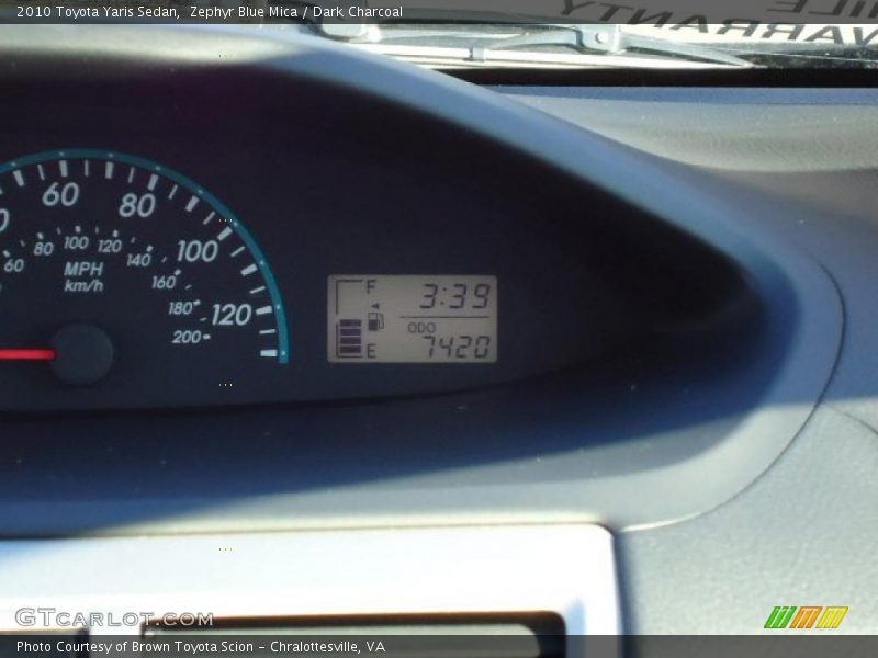 Zephyr Blue Mica / Dark Charcoal 2010 Toyota Yaris Sedan