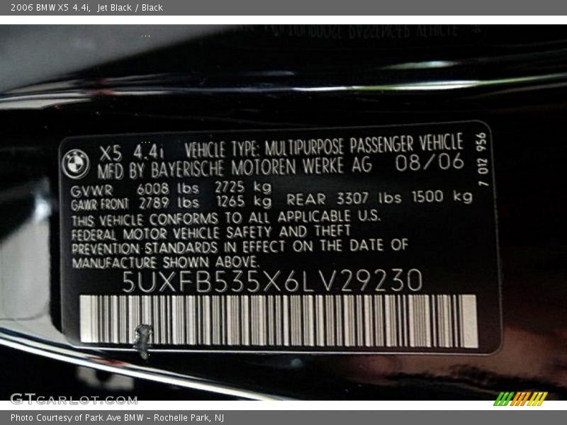 Jet Black / Black 2006 BMW X5 4.4i