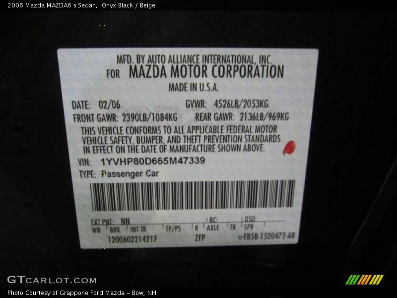 Onyx Black / Beige 2006 Mazda MAZDA6 s Sedan