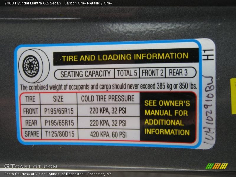 Carbon Gray Metallic / Gray 2008 Hyundai Elantra GLS Sedan