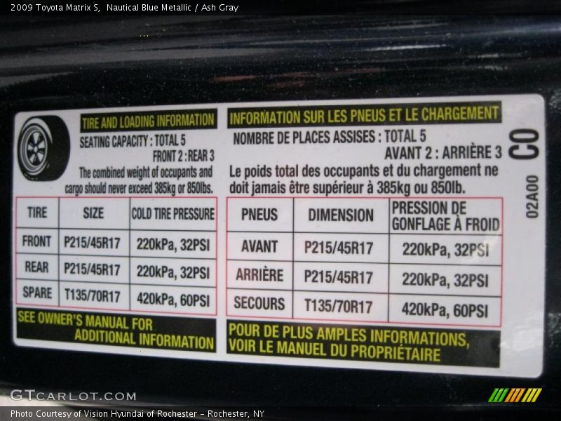 Nautical Blue Metallic / Ash Gray 2009 Toyota Matrix S