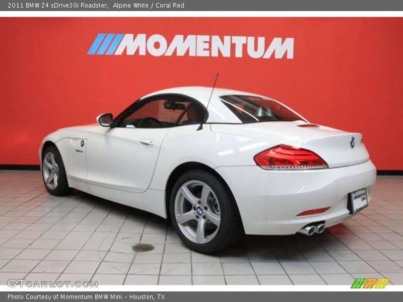 Alpine White / Coral Red 2011 BMW Z4 sDrive30i Roadster