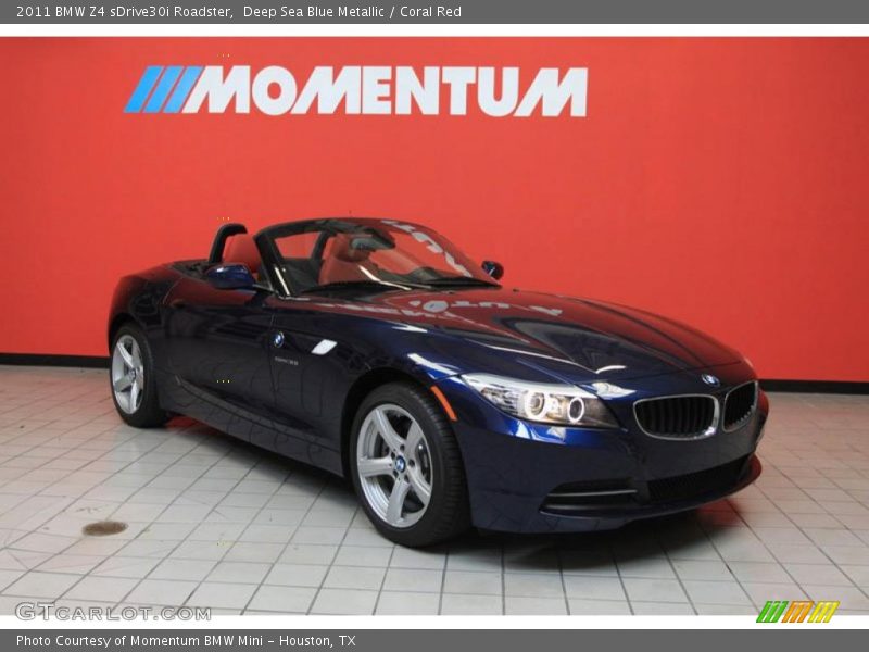 Deep Sea Blue Metallic / Coral Red 2011 BMW Z4 sDrive30i Roadster