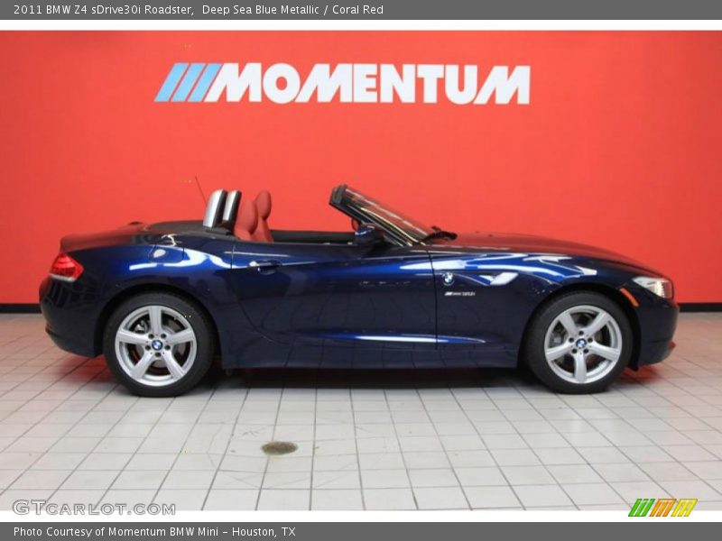 Deep Sea Blue Metallic / Coral Red 2011 BMW Z4 sDrive30i Roadster