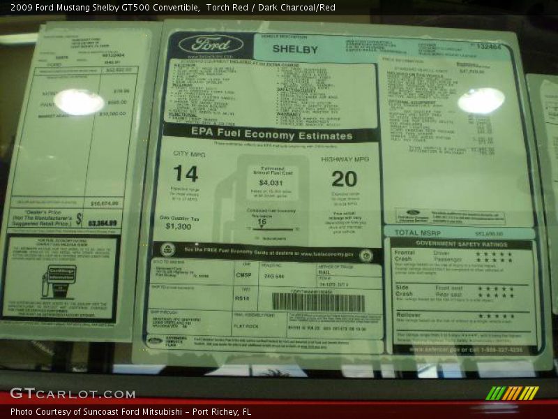  2009 Mustang Shelby GT500 Convertible Window Sticker