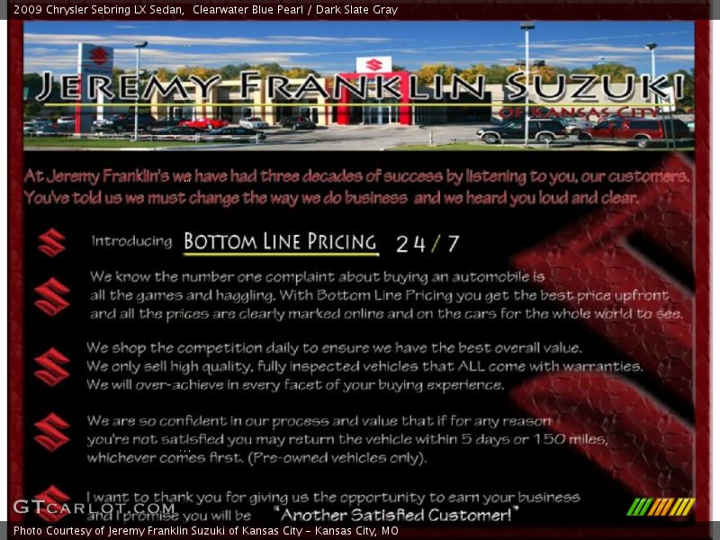 Clearwater Blue Pearl / Dark Slate Gray 2009 Chrysler Sebring LX Sedan