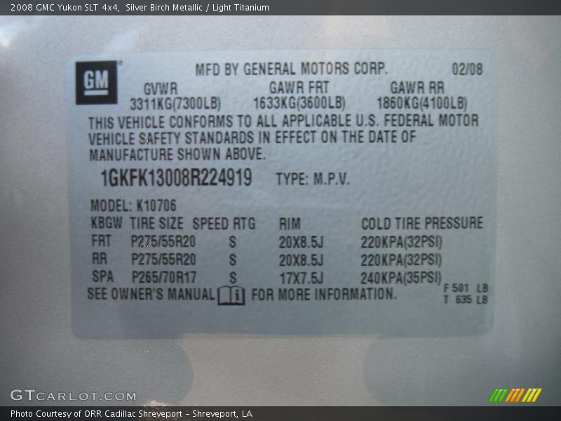 Silver Birch Metallic / Light Titanium 2008 GMC Yukon SLT 4x4