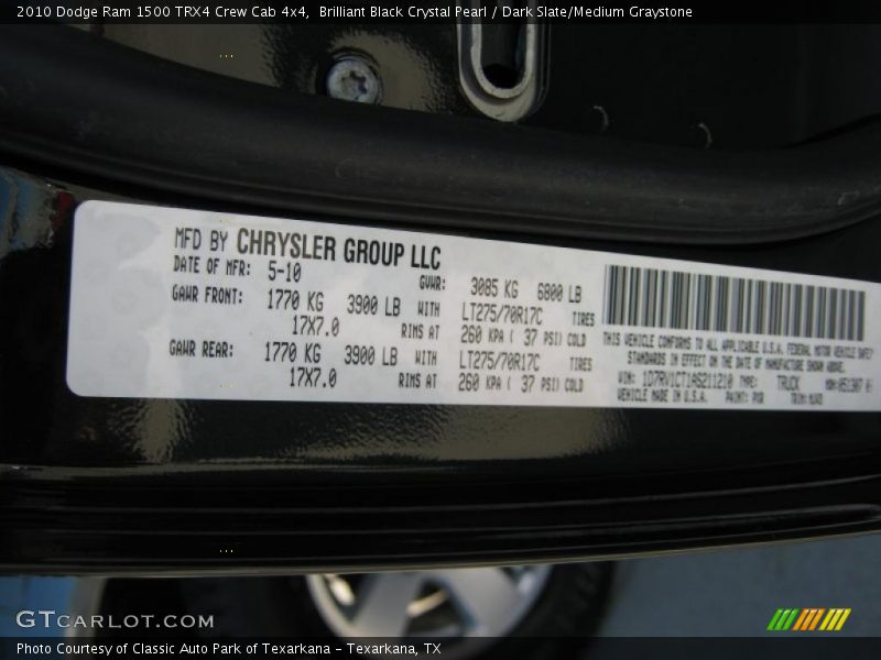 Brilliant Black Crystal Pearl / Dark Slate/Medium Graystone 2010 Dodge Ram 1500 TRX4 Crew Cab 4x4