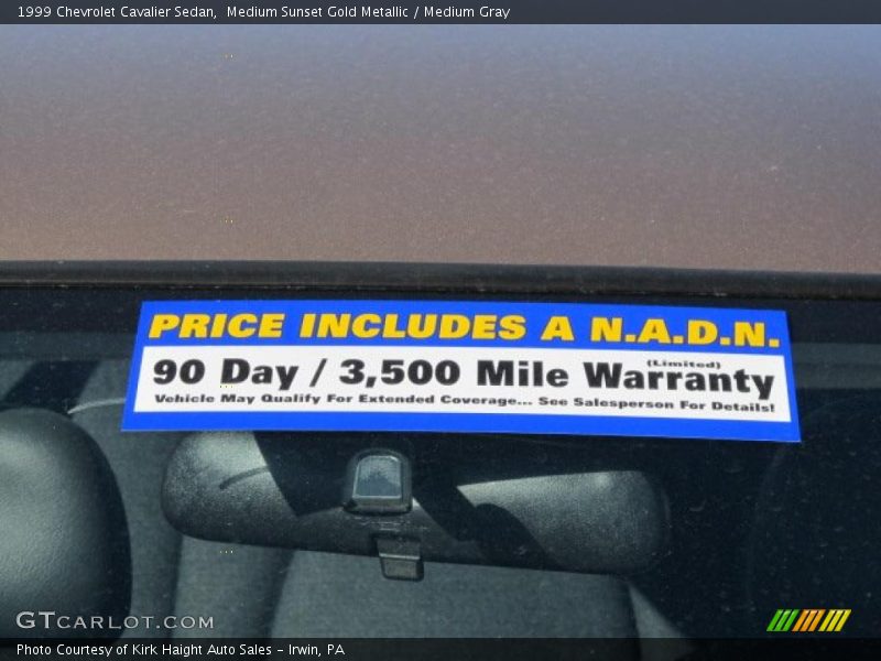 Medium Sunset Gold Metallic / Medium Gray 1999 Chevrolet Cavalier Sedan