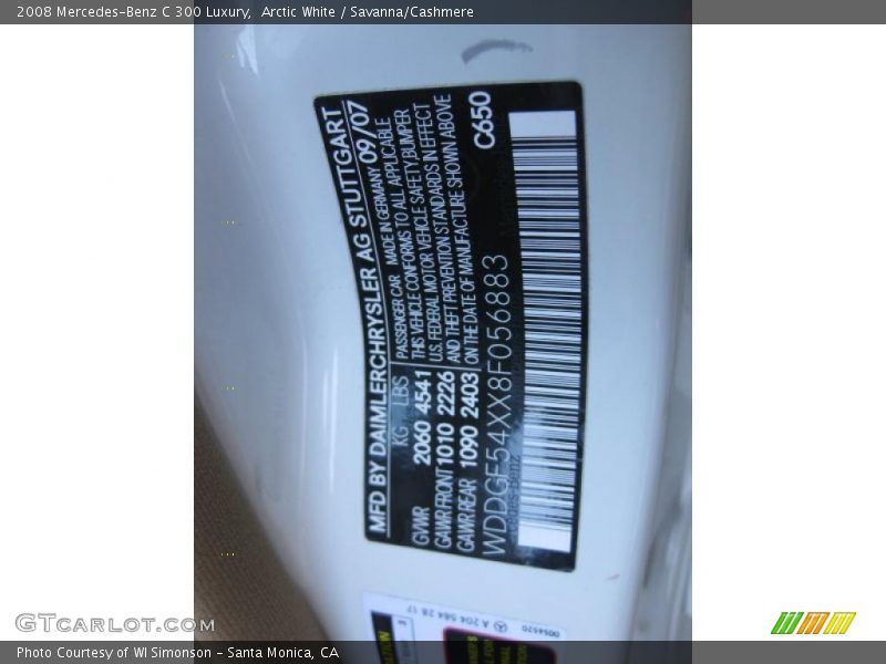 Arctic White / Savanna/Cashmere 2008 Mercedes-Benz C 300 Luxury