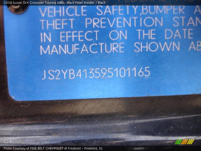 Black Pearl Metallic / Black 2009 Suzuki SX4 Crossover Touring AWD