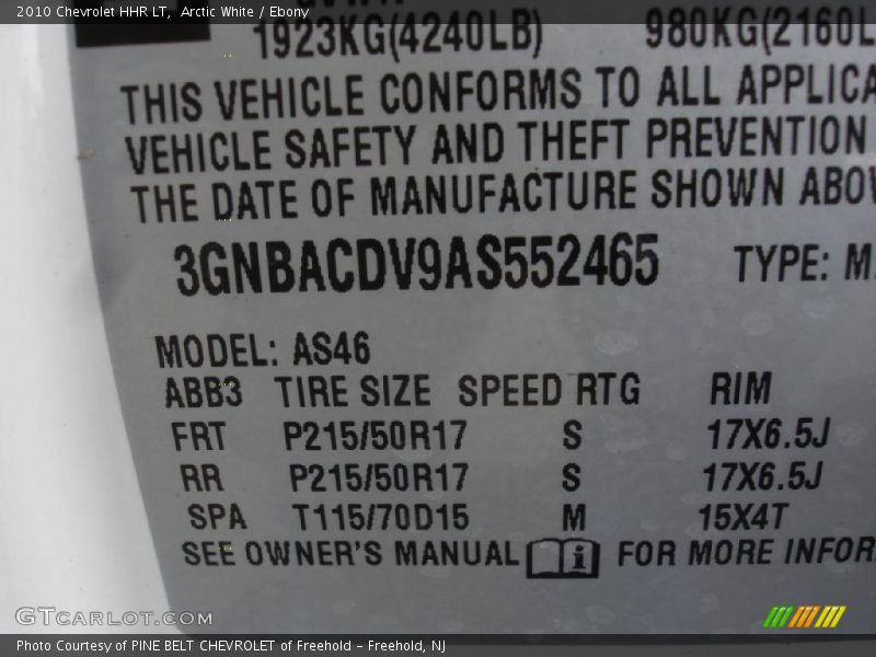 Arctic White / Ebony 2010 Chevrolet HHR LT