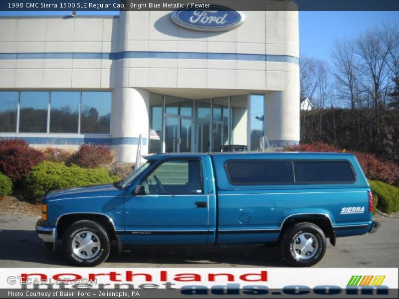 Bright Blue Metallic / Pewter 1998 GMC Sierra 1500 SLE Regular Cab
