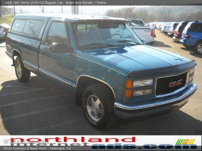 Bright Blue Metallic / Pewter 1998 GMC Sierra 1500 SLE Regular Cab