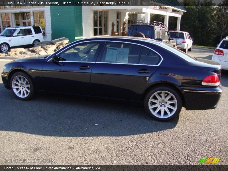 Orient Blue Metallic / Dark Beige/Beige III 2005 BMW 7 Series 745Li Sedan