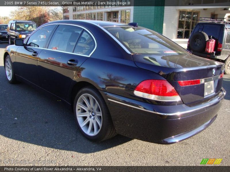 Orient Blue Metallic / Dark Beige/Beige III 2005 BMW 7 Series 745Li Sedan